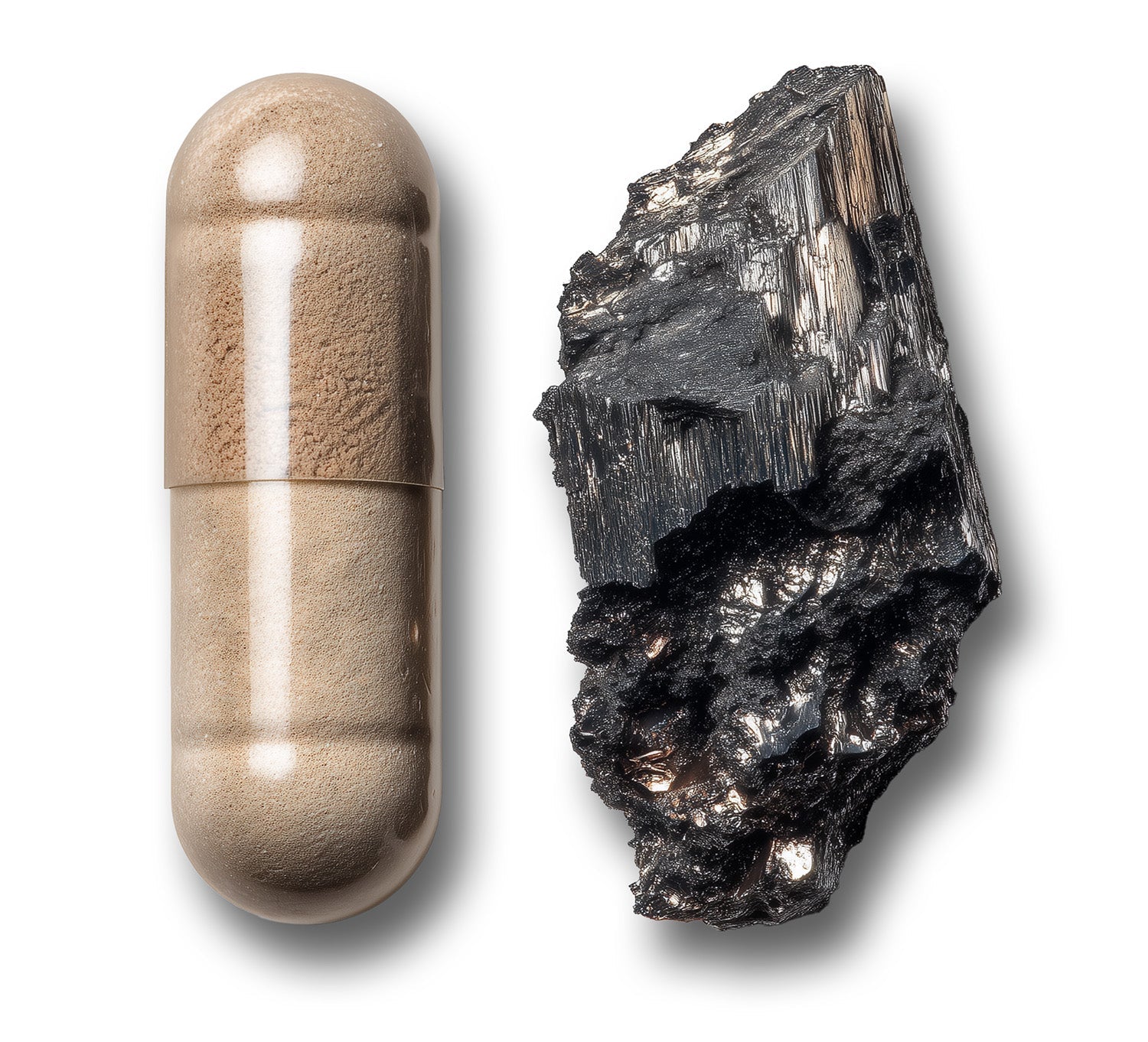 Menerals capsule next to a natural mineral
